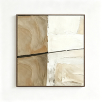 Peinture à l'huile figurative impressionniste minimaliste faite à la main, beige et noir, sur toile texturée, œuvre d'art Wabi Sabi pour salon