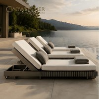 Ensemble de chaises longues d'extérieur en aluminium, chaise de piscine moderne, chaise de piscine individuelle, chaise longue de loisirs en tissu imperméable, lit simple en métal