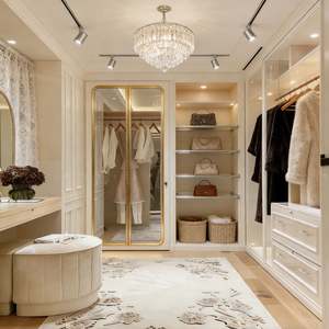 BALOM Fabricant de meubles de chambre à coucher sur mesure, dressing en forme de L, armoire moderne de luxe légère avec tiroir central - Product Image 6