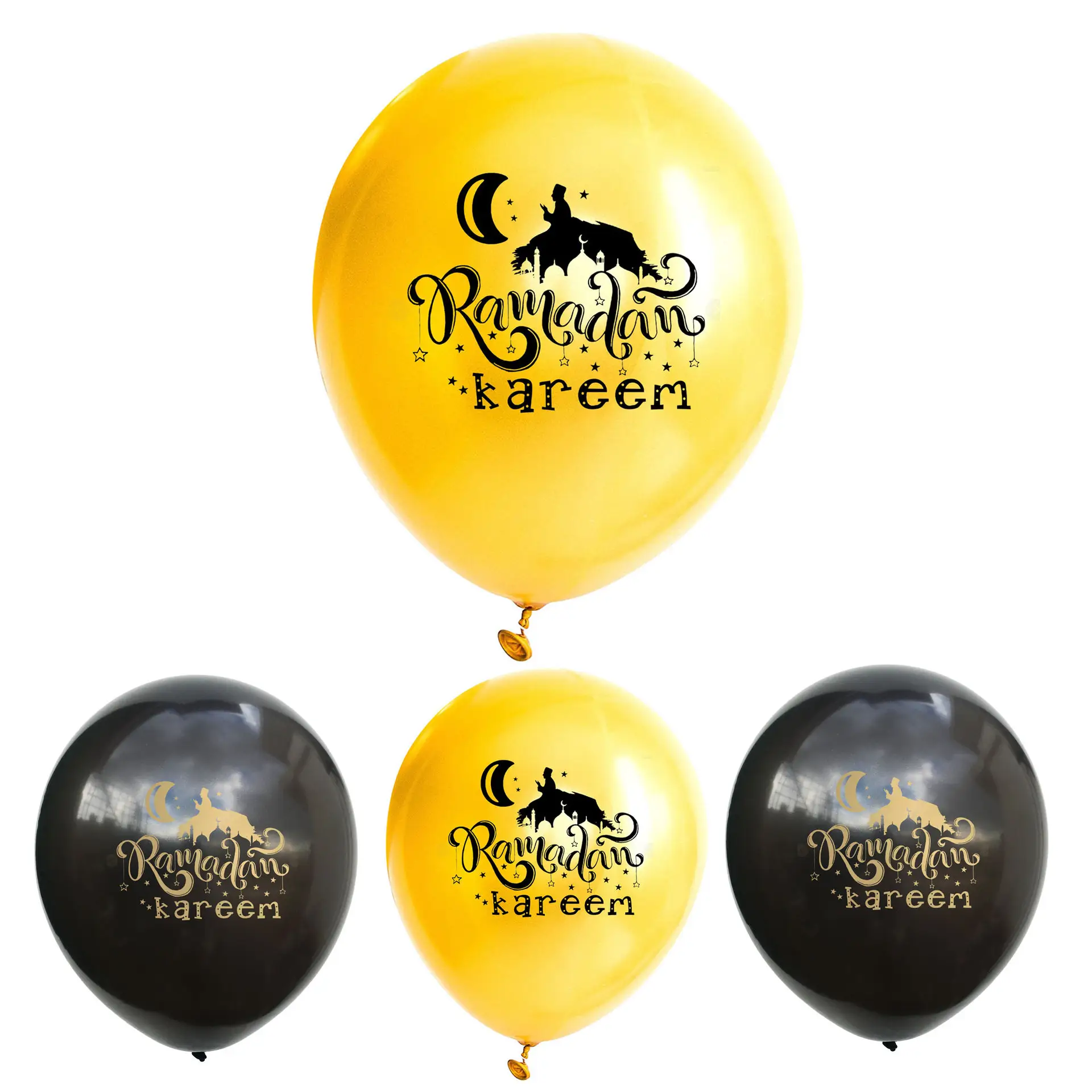 12 inch EID MUBARAK Eid Mubarak Black Gold Latex Balloon Middle East Festival Decoration Balloon