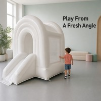 Château gonflable blanc pour enfants, trampoline, aire de jeux intérieure/extérieure avec souffleur