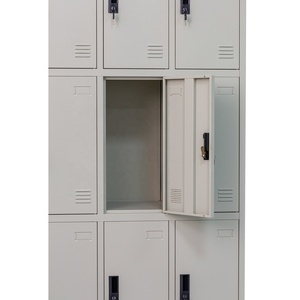 Casier en acier gris clair à 9 portes Armoire spéciale de stockage en métal à trois niveaux avec serrures pour salle de sport, bureau, école Usine - Product Image 4