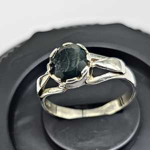 Bague de fiançailles unisexe Boho en argent sterling 925 Agate de mousse naturelle avec mariage ovale turquoise adapté - Product Image 1