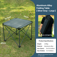Table pliante carrée légère en alliage d'aluminium pour le camping en plein air, pique-nique, barbecue, bureau portable avec dimensions 70*70*60