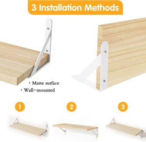 Kệ nổi cho tường, kích cỡ khác nhau kệ gỗ tự nhiên cho phòng khách, phòng tắm, phòng ngủ, nhà bếp, trang trí nhà - Product Image 4