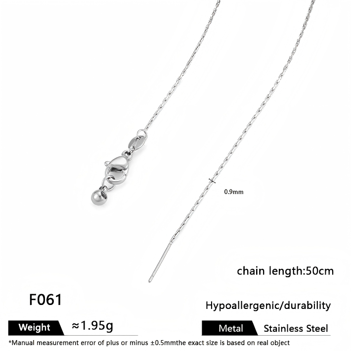 Steel-colored-round link chain-09mm wide-50cm necklace