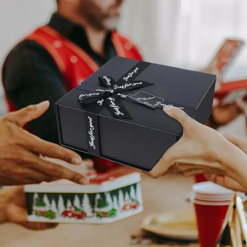 Gouden Geschenkverpakking Delicate Cadeau Wrap Elegante Verpakking Cadeau Opslag Traktatie Doos Partij Gunst Zwarte Geschenkdoos Met Strik