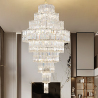 Lustre suspendu en cristal K9 doré de luxe, grand modèle, pour villa, escalier, salle de banquet, hall d'hôtel, couloir de mariage