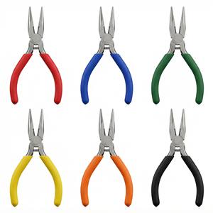 Tang Elektronik Mini 5 inci OEM Grosir, Baja Anti Karat, Ujung Lancip, untuk Pembuatan Perhiasan DIY, Pemotong Kawat, Gagang Lunak Bergigi - Product Image 1