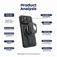 Coques de téléphone portable de luxe antichoc en TPU+PC avec double béquille pour IP17 Pro Max, protection coulissante de l'objectif, finition mate, tons neutres