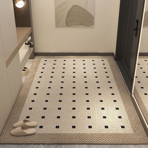 Tapis d'entrée rectangulaire moderne minimaliste à rayures géométriques, imitation cachemire, lavable à la main, pour hall d'entrée - Product Image 4