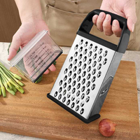 Râpe à fromage de cuisine portable à 4 côtés râpe à fromage en acier inoxydable avec boîte conteneur