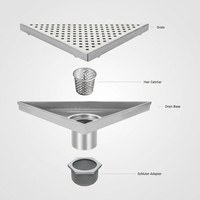 Drain de sol triangulaire en acier inoxydable pour salle de bain