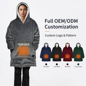 Couverture à capuche matelassée personnalisée en gros, surdimensionnée, en sherpa et flanelle, double face, chaude, pour toutes les saisons, lavable en machine - Product Image 3