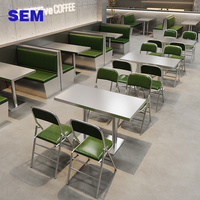 Ensemble de table ronde et de chaises pliantes en acier inoxydable de style industriel SEM, 6 chaises pour table de restauration rapide, table de hot pot, restaurants, salle à manger