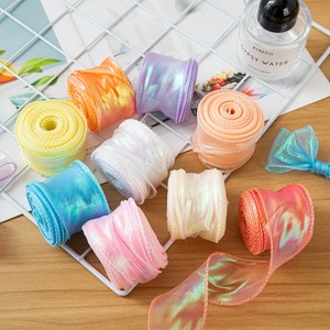 Pita Organza Iridescent 4/6cm dengan Pinggiran Terkunci untuk Pembungkus Kado Fairycore 10 Yard/gulung Grosir - Product Image 1