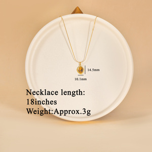 Collana con Ciondolo Classica all'Ingrosso in Occhio di Tigre Naturale Ovale con Catena in Acciaio Inox Placcato Oro 18K Regalo per Donne per Feste e <span class=keywords><strong>Vita</strong></span> <span class=keywords><strong>Quotidiana</strong></span> - Product Image 3