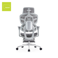 Nouvelle conception de chaise de bureau ergonomique pivotante à double dossier segmenté avec support lombaire, en maille, réglable, avec repose-pieds