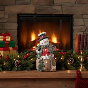 Statua di Pupazzo di Neve LED per Decorazione Interna, Figurina Natalizia e Giocattolo per Mensole, Librerie, Caminetti e Tavoli - Product Image 3