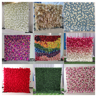 Prix d'usine Nouvelle Décoration Murale Florale Moderne Rose et Vertes Feuilles 2,4 m x 2,4 m Faite à la Main Artificielle pour Baby Shower