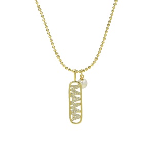 Regalo per la Festa della Mamma, Collana con Ciondolo a Numero in Rame Placcato Oro 18k e Zirconi, con Perla, per Mamma - Product Image 4