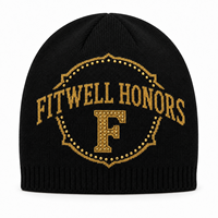 Bonnet en tricot clouté avec logo personnalisé, fabricant OEM ODM, broderie dorée, casquette pour streetwear et marques de mode de créateurs