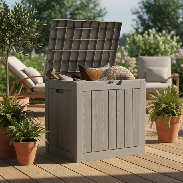 31 Gallon 118L Durable Resin Modern Design Indoor Outdoor Storage Box for Garden Deck Portable Organization Toy Storage