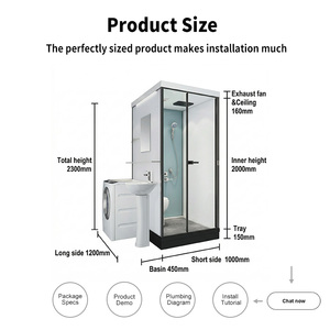 <span class=keywords><strong>Cabine</strong></span> <span class=keywords><strong>de</strong></span> <span class=keywords><strong>douche</strong></span> modulaire tout-en-un YEETE <span class=keywords><strong>avec</strong></span> toilettes et lavabo, certifiée CE, verre <span class=keywords><strong>de</strong></span> 8 mm pour projets hôteliers et d'appartements - Product Image 3