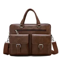 Sacoche décontractée unisexe en cuir PU souple avec fermeture éclair à verrouillage, multi-poches, rangement pour ordinateur, sac à bandoulière pour affaires R38