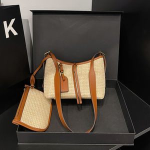 Borsa Tote in materiale PU di fascia alta modello 2025. Tessitura simile alla paglia. Con una cerniera. Può essere trasportato da sling.1032 - Product Image 6