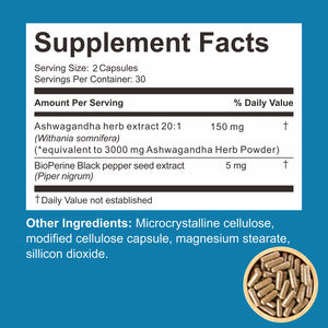 Oem/ODM nhãn hiệu riêng Hot Bán Ashwagandha rễ chiết xuất cứu trợ căng thẳng hỗ trợ năng lượng cơ thể Ashwagandha viên nang - Product Image 3