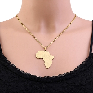 Collares de Joyería de Moda con <span class=keywords><strong>Mapa</strong></span> Nacional del <span class=keywords><strong>Continente</strong></span> Africano y Banderas, de Acero Inoxidable Impermeable, Venta al por Mayor para Mujeres y Hombres - Product Image 5