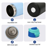Bouteille d'eau sport 2-en-1 de 650 ml, thermos isotherme sous vide en acier inoxydable 304, anti-fuite, maintien thermique 6-12 heures