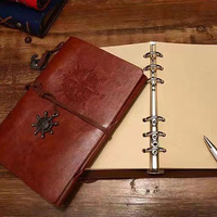 Cuaderno de Cuero Estilo Pirata Vintage, Cuaderno Recargable de Hojas Sueltas para la Escuela, Viajes, Diario, Bloc de Notas, A5