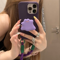 Étui de téléphone à bandoulière avec lanière Little Monster Bracket de couleur violet foncé pour iPhone 15/14 Pro Max iPhone 13/12/11 Version femme