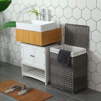 Panier à linge de stockage tissé en plastique pliable organisateur panier de placard pour vêtements pour salle de bain et armoire