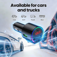 Transmisor FM para Auto G61 BT con Puertos de Carga USB Duales, Reproductor MP3 con Tarjeta TF, Pantalla Digital FM, Adaptador de Audio Inalámbrico para Auto de 12V