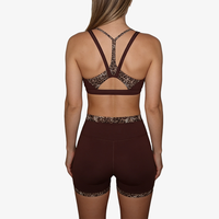 Ensemble de sport élégant pour femme, soutien-gorge de sport double couche à décolleté plongeant, imprimé léopard, ensemble de yoga et de fitness 2 pièces, décontracté, séchage rapide, respirant, grande taille