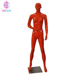 Cheap flexible fiberglass red color full body female mannequins on sale