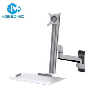 FE177KB-<span class=keywords><strong>2</strong></span> Tường Gắn đầy đủ ngồi-đứng Máy Trạm cánh tay với bàn phím VESA khay và màn hình đứng nghiêng góc màn hình cánh tay - Product Image 4