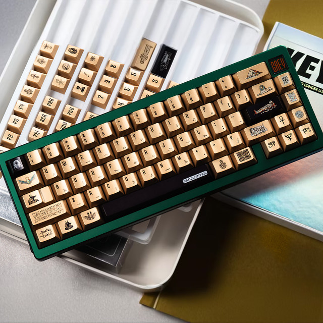 Cherry Profile Egyptian-themed Black/gold Metal Paint Mechanical Keyboard Keycaps Custom-made PBT Dye-sublimated Keycaps