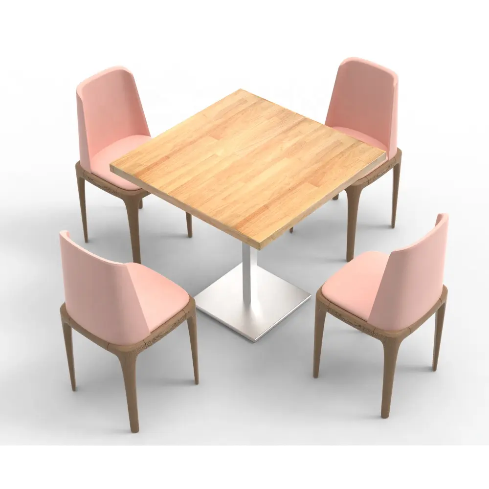 Деревянный крепкий розовый кожаный молочный чай кафе ресторан мебель обеденный стул NZ ресторан стул