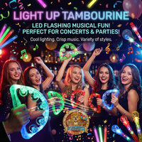 Tambourin lumineux pour fêtes, tambourin LED clignotant, tambourin musical clignotant, luminaire de concert portable