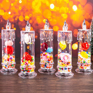 Velas LED de Lujo con Flores Iridiscentes Eternas, Velas sin Llama que Funcionan con Batería, Regalo para el Hogar, Decoración de Bodas, Velas Eléctricas de Pilar - Product Image 1