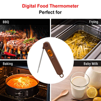 Thermomètre numérique pliable à lecture instantanée pour bonbons, viande, barbecue, cuisine, utilisation en grillade, alimenté par piles, en plastique et acier inoxydable, avec écran LCD