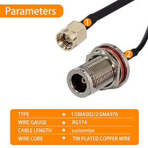 สายเคเบิลโคแอกเชียล RG714 แบบ Pigtail พร้อมปลอกหุ้ม IP67 จากโรงงาน สายจัมเปอร์ สายรัดสายไฟ - Product Image 3
