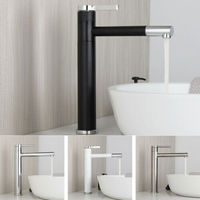 Robinet de lavabo moderne en acier inoxydable noir plaqué or avec cartouche céramique, mitigeur d'eau chaude/froide à débit contrôlé pour montage sur plan