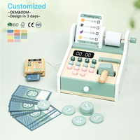 Jouets de simulation de caisse de supermarché en bois EDULAND OEM ODM CPC CE pour enfants, jouet éducatif pour l'apprentissage et le jeu de rôle