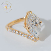 IGI-Zertifizierter 3,4CT Marquise Labor-Diamant Verlobungsring Maßgefertigter 925 Sterling Silber 18K Vergoldeter Hochzeitsschmuck