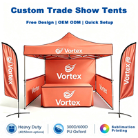 Tente de salon professionnelle pliable 3x3m à structure en acier, simple couche, toile Oxford 300D, auvent carré pour stands d'exposition